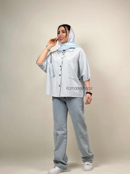 شومیز لینن آستین ریش بهار - Image 14