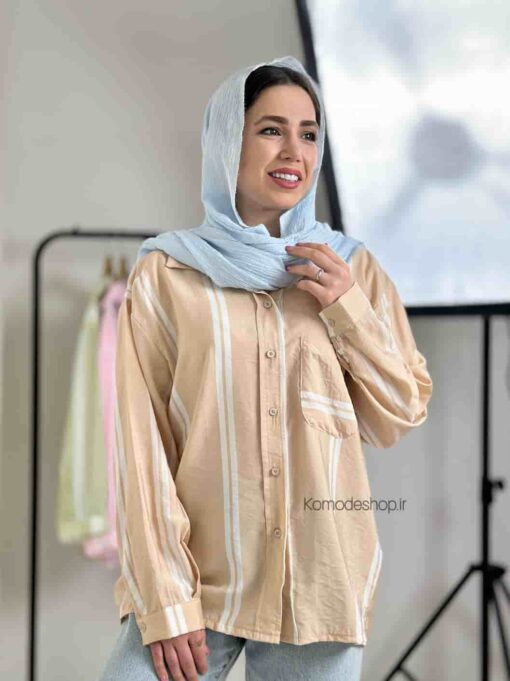 شومیز مانتویی راه راه سمیر - Image 6