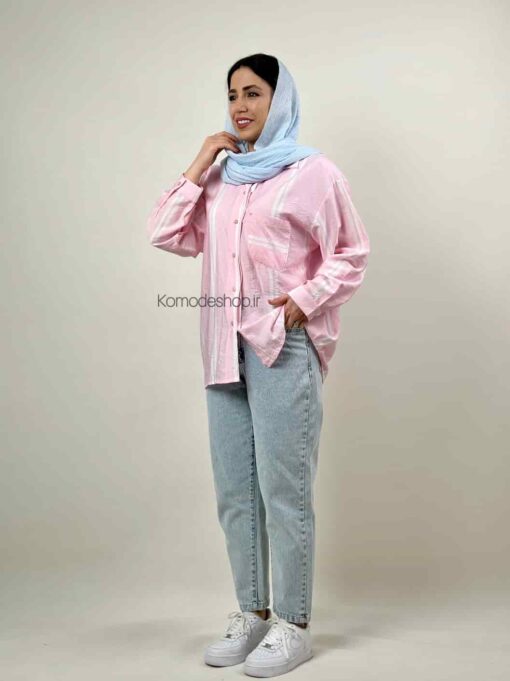 شومیز مانتویی راه راه سمیر - Image 19