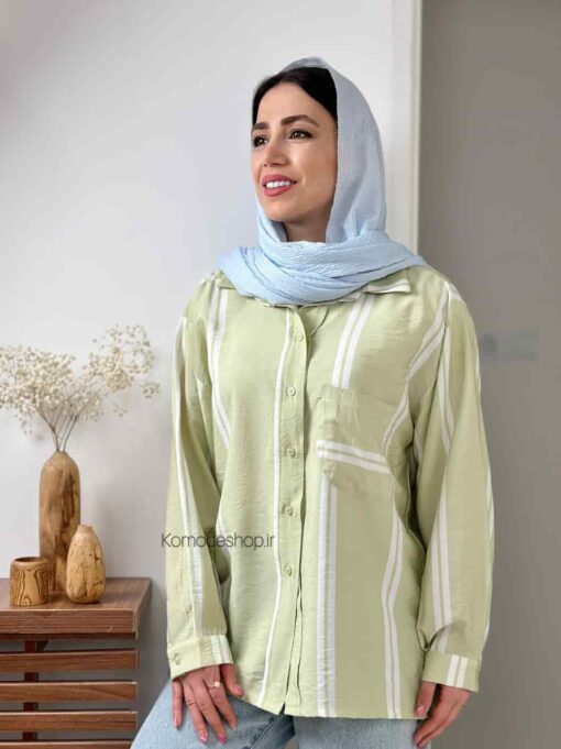 شومیز مانتویی راه راه سمیر - Image 4