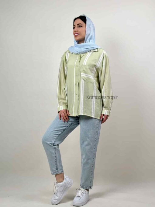 شومیز مانتویی راه راه سمیر - Image 18