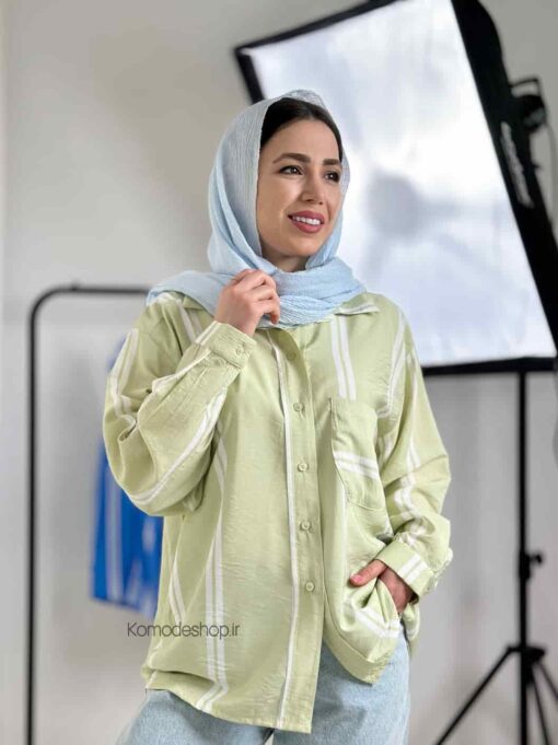 شومیز مانتویی راه راه سمیر - Image 17
