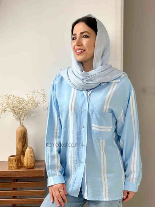 شومیز مانتویی راه راه سمیر - Image 3