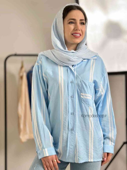 شومیز مانتویی راه راه سمیر - Image 11