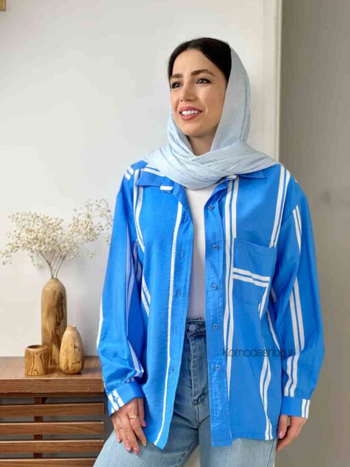 شومیز مانتویی راه راه سمیر - Image 10