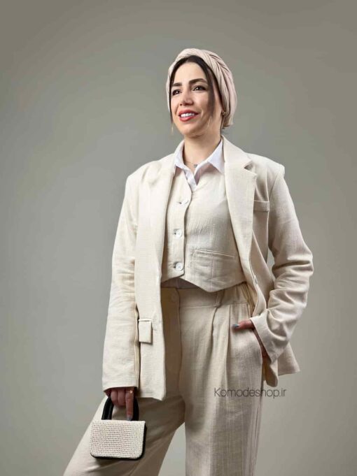 کت و شلوار جلیقه کنفی چکامه - Image 23