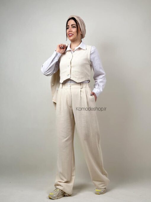 کت و شلوار جلیقه کنفی چکامه - Image 19