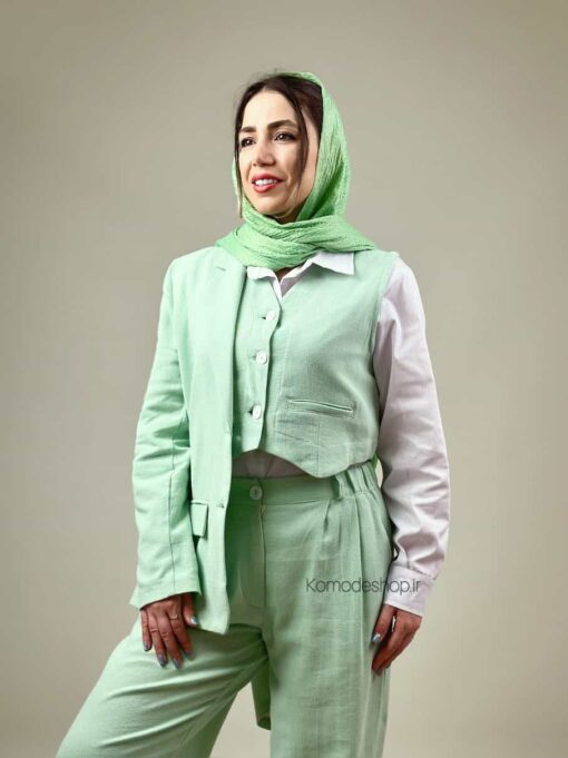 کت و شلوار جلیقه کنفی چکامه - Image 12