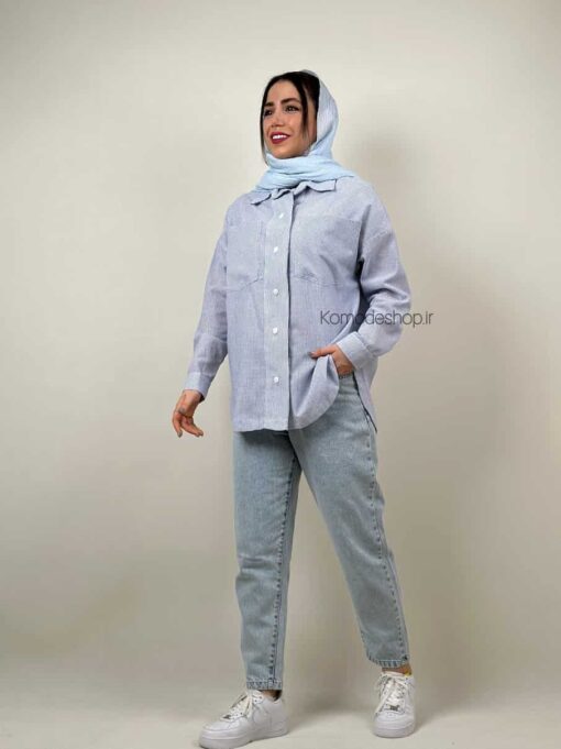 شومیز راه راه لینن لوتوس - Image 3