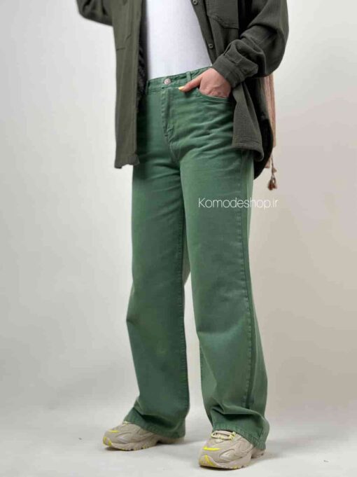 شلوار بگ کتان زارا  ( یشمی )