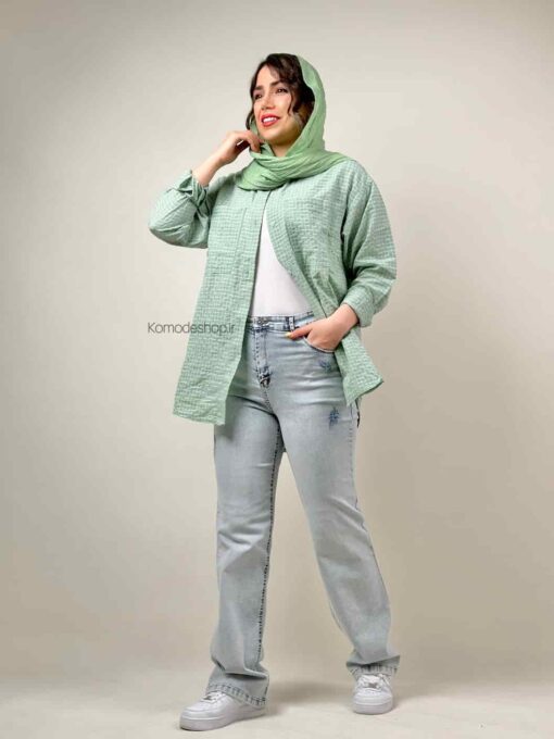 شومیز چهارخونه نخی آیسی - Image 9