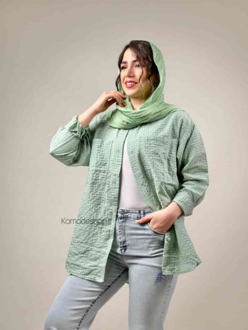 شومیز چهارخونه نخی آیسی - Image 4