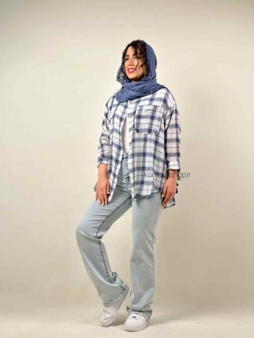 شومیز چهارخونه نخی آیسی - Image 11