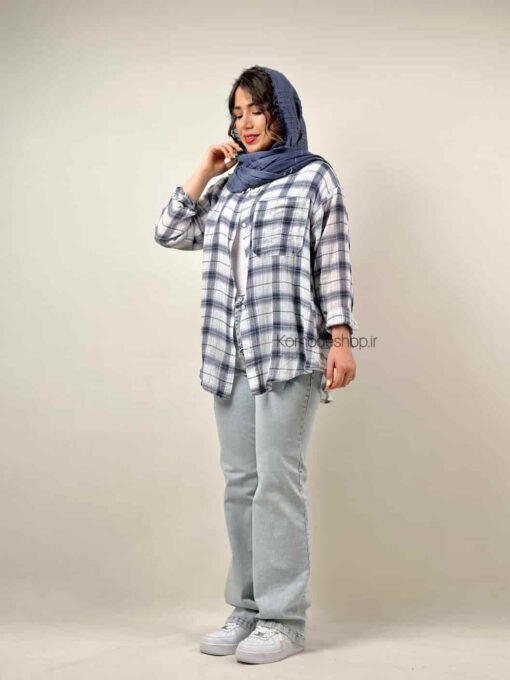 شومیز چهارخونه نخی آیسی - Image 10