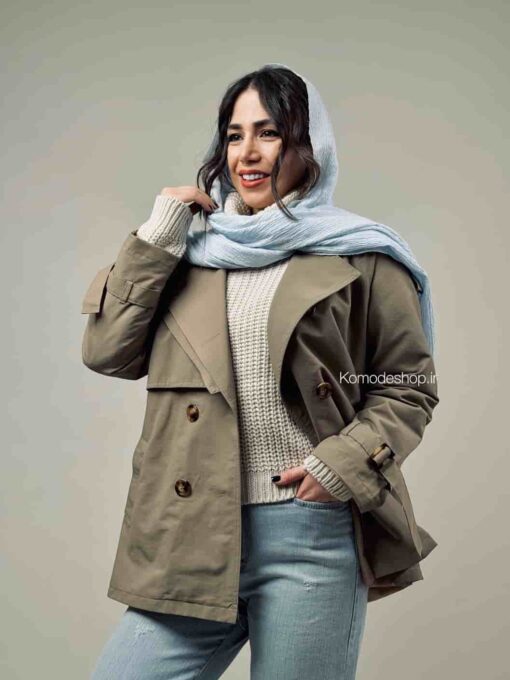 ترنچ کت بارونی دو یقه آلیس - Image 11