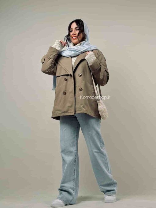 ترنچ کت بارونی دو یقه آلیس - Image 10