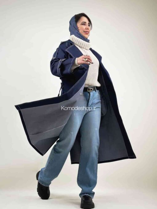 ترنج کت بلند جین شنل دار لارا - Image 2