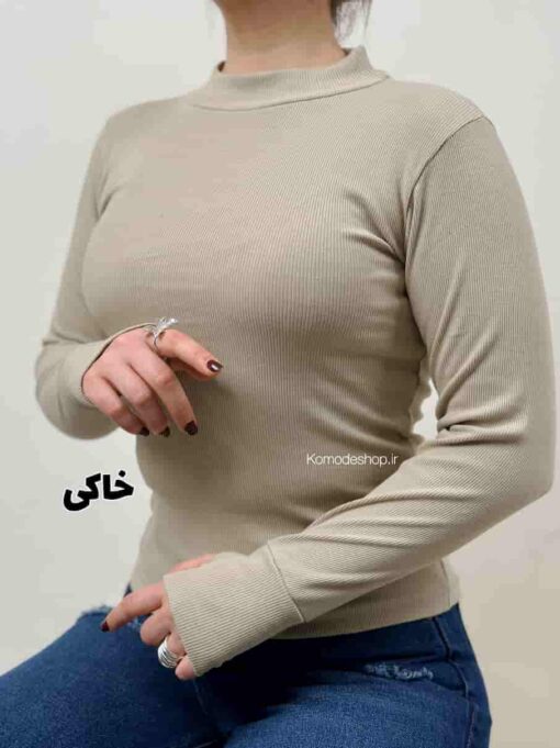 بلوز یقه سه سانت پنبه کبریتی فینگردار  (رنگهای نود )