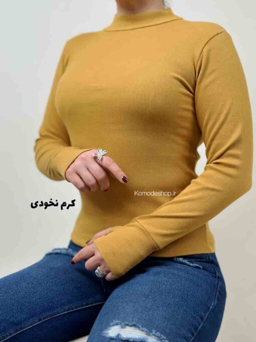 بلوز یقه سه سانت پنبه کبریتی فینگردار  (رنگهای نود ) - Image 9