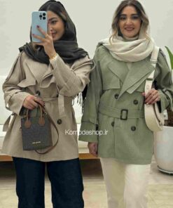 ترنچ کت میله ای دو یقه