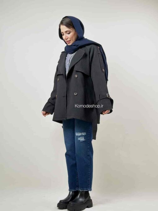 ترنچ کت میله ای دو یقه - Image 14