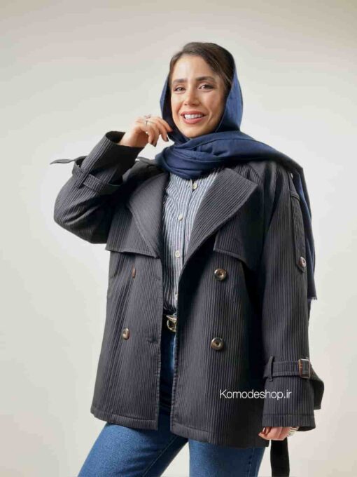 ترنچ کت میله ای دو یقه - Image 10