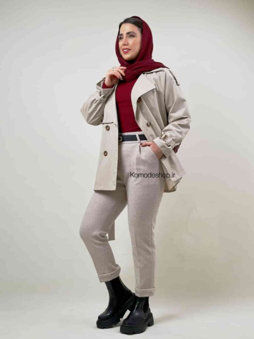 ترنچ کت بارونی دو یقه آلیس - Image 28