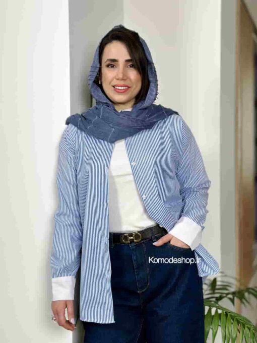 شومیز راه راه یقه سفید امی - Image 3