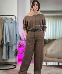 شومیز بلند سیلک ( میلانو ) - قهوه ای موکا