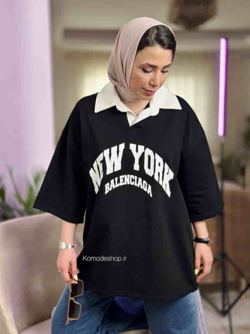 تیشرت باکسی ماکان یقه دار (پلوشرت) - Image 7