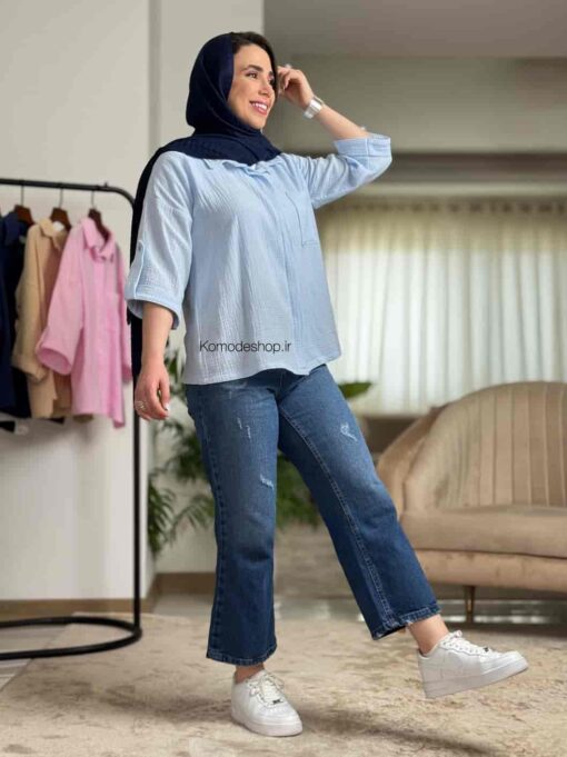 شومیز دبل فیس پشت دکمه آیلا - Image 12