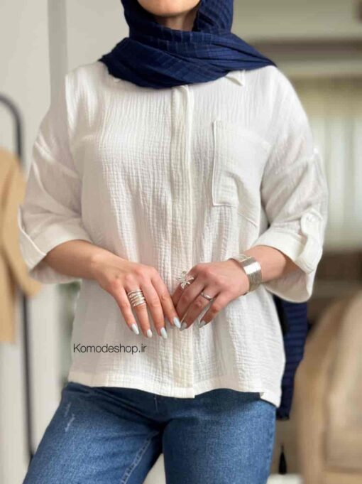 شومیز دبل فیس پشت دکمه آیلا - Image 21
