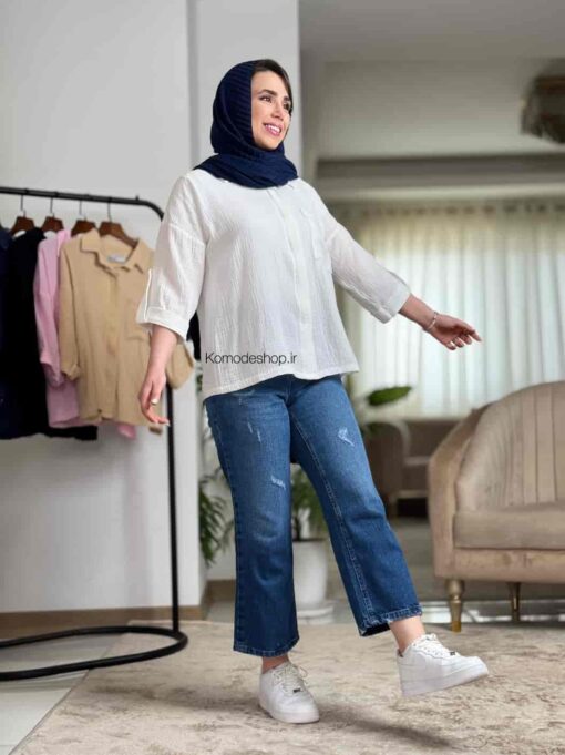 شومیز دبل فیس پشت دکمه آیلا - Image 20