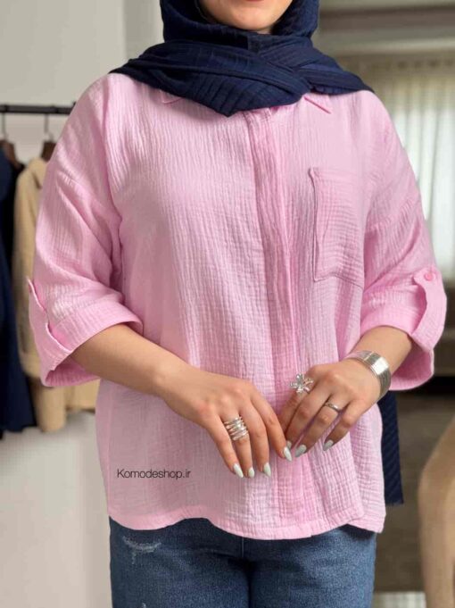 شومیز دبل فیس پشت دکمه آیلا - Image 18