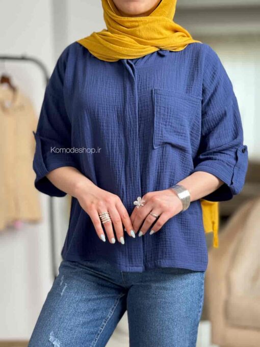 شومیز دبل فیس پشت دکمه آیلا - Image 9