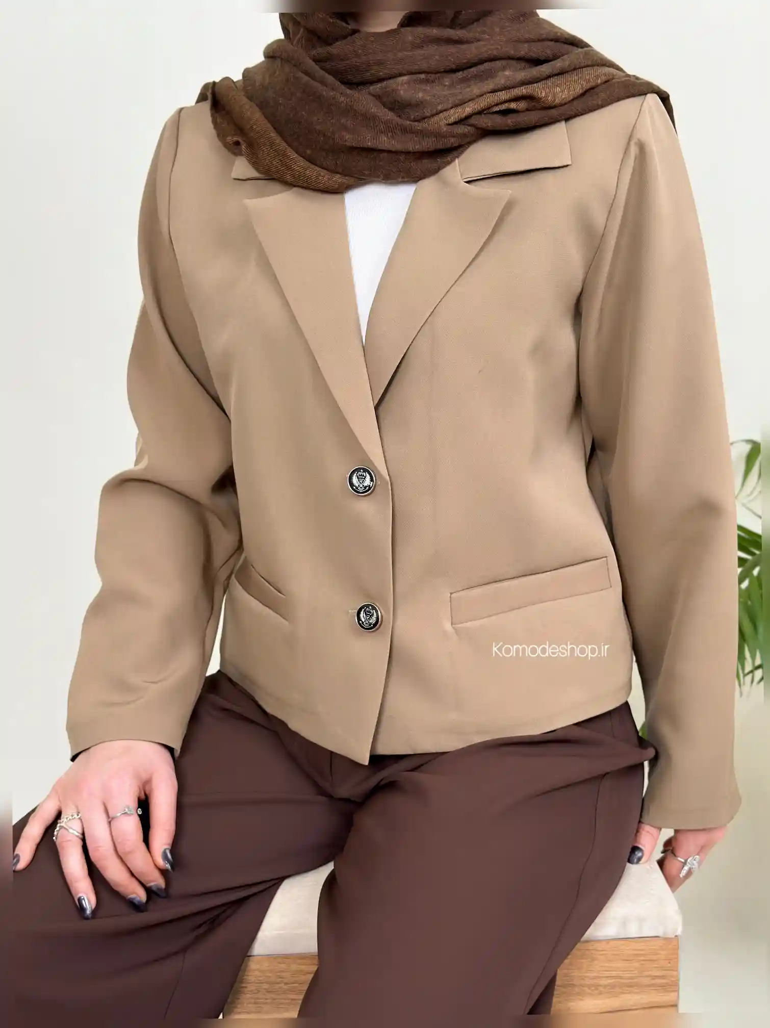 کت تک قهوه ای زنانه الیکا - Image 4