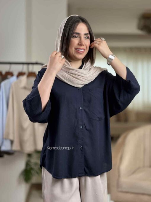 شومیز اسلپ ترک ماوی - Image 25