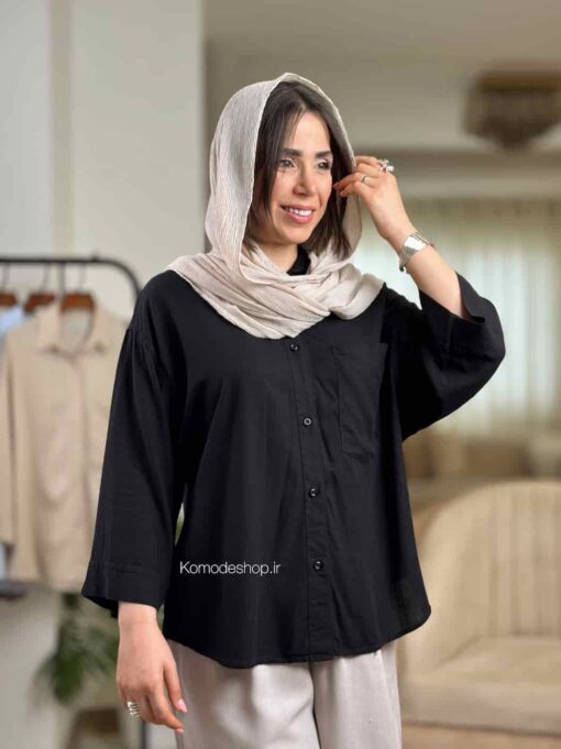 شومیز اسلپ ترک ماوی - Image 5