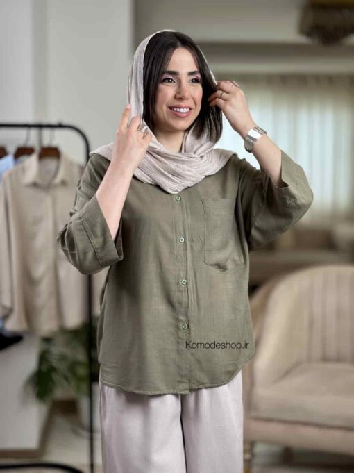 شومیز اسلپ ترک ماوی - Image 9