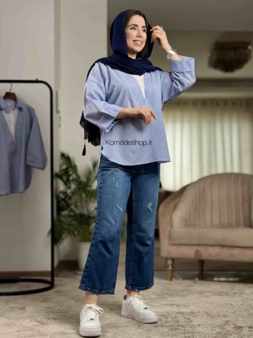 شومیز راه راه یقه هفت سلدا - Image 6