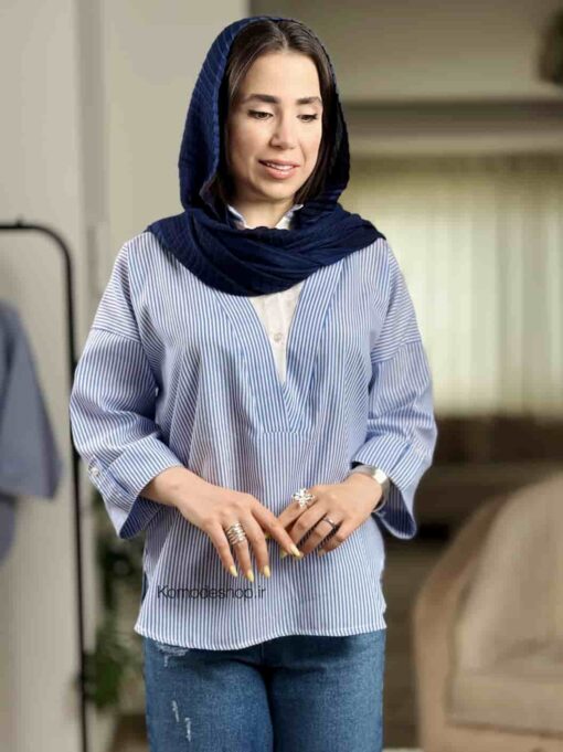 شومیز راه راه یقه هفت سلدا - Image 4