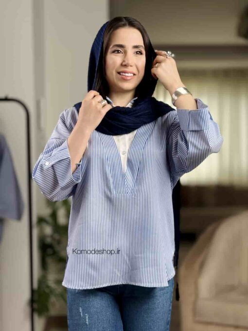 شومیز راه راه یقه هفت سلدا - Image 3