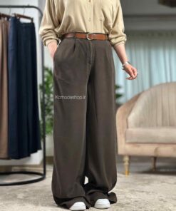 شلوار سیلک پیله دار (چهار رنگ) - قهوه ای, سایز 2