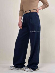 شلوار کتان سیلک کجراه ترک سرمه ای