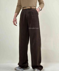 شلوار کتان سیلک کجراه ترک قهوه ای