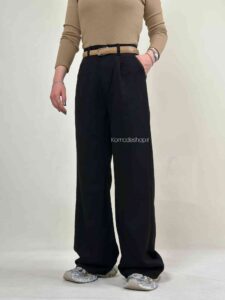 شلوار کتان سیلک کجراه ترک مشکی