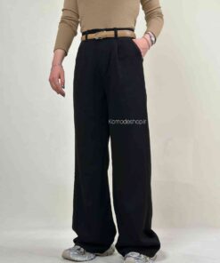 شلوار کتان سیلک کجراه ترک مشکی