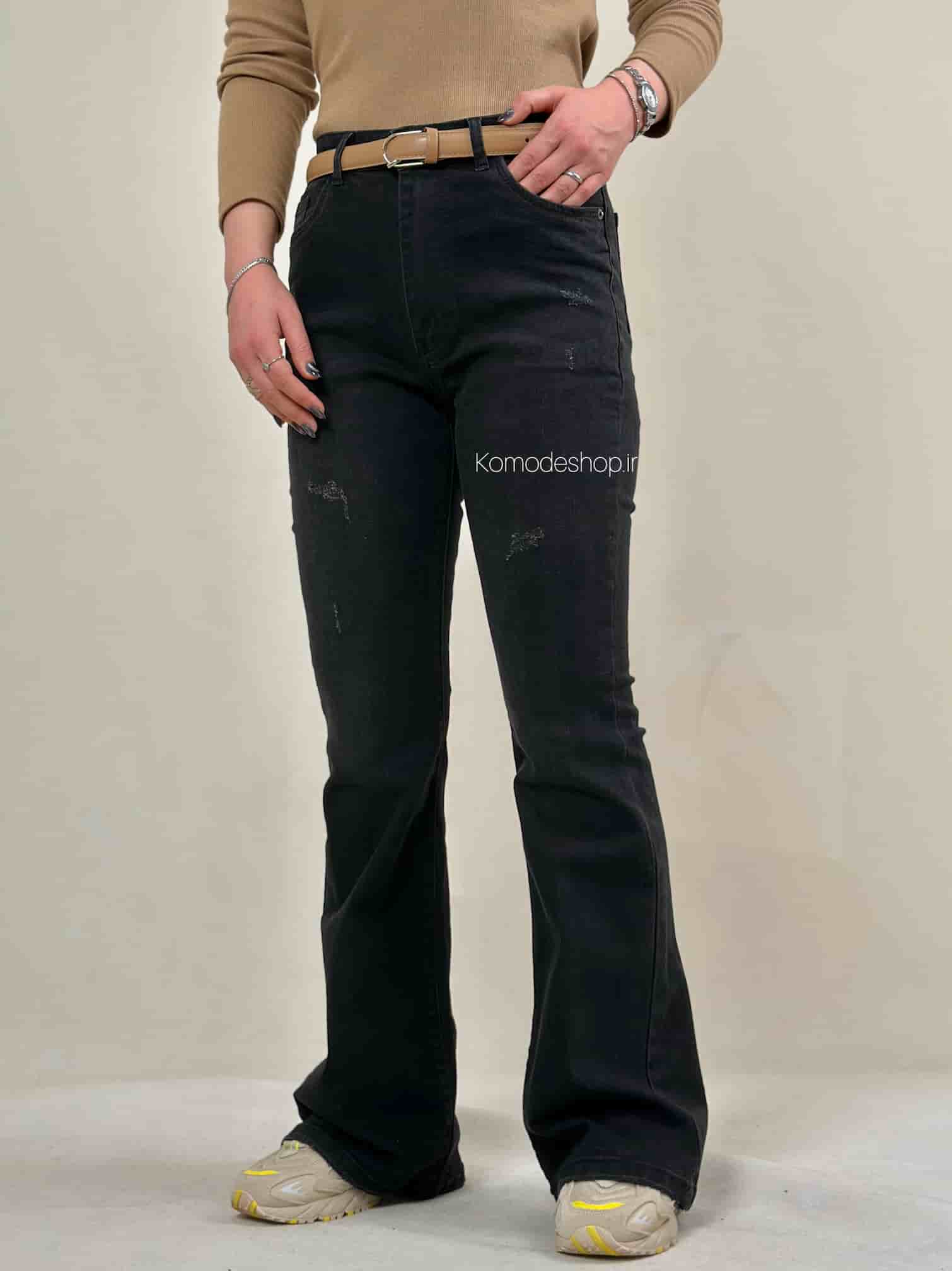 شلوار بوت کات زنانه زغالی - Image 3