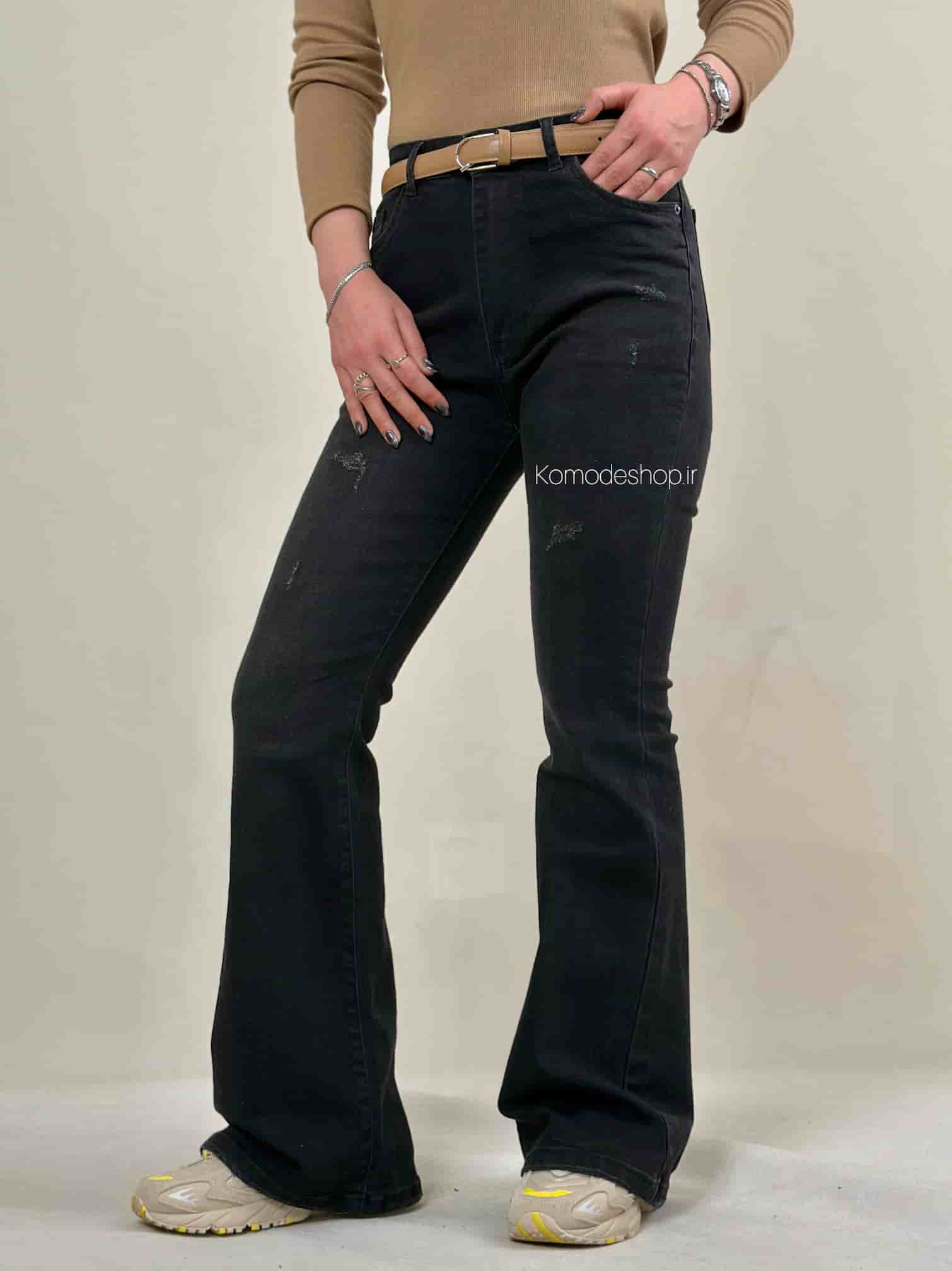 شلوار بوت کات زنانه زغالی - Image 2