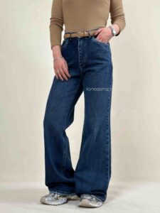 شلوار فلر بگ زنانه جین سرمه ای